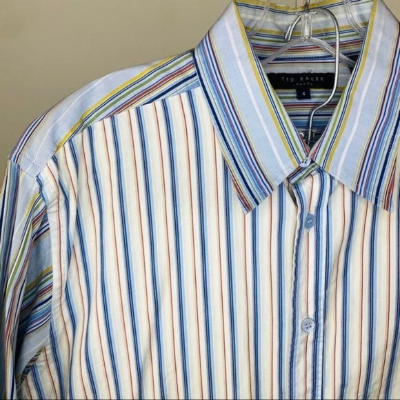 Ted Baker London Multi Color Stripe Button up 4(L) - Picture 2 of 7